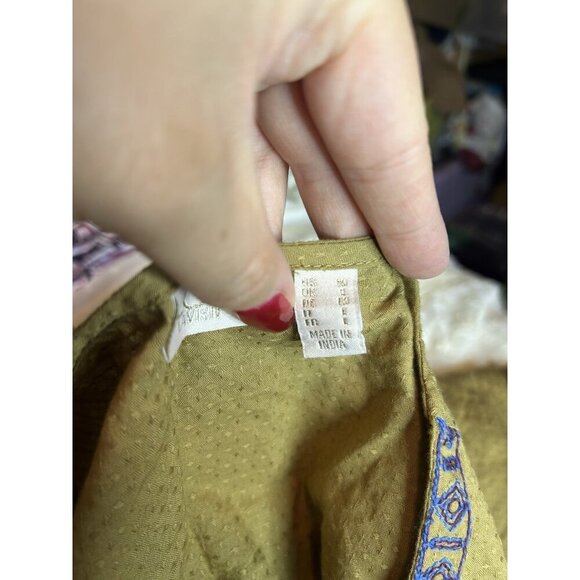 LOGO Lavish by Lori Goldstein Woven Cardigan with Embroidery NWOT Golden Sz M - Picture 10 of 11